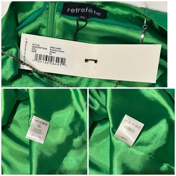 Retrofete Anahita Green Mini Rhinestone Dress SZ XL $399 - Picture 14 of 16